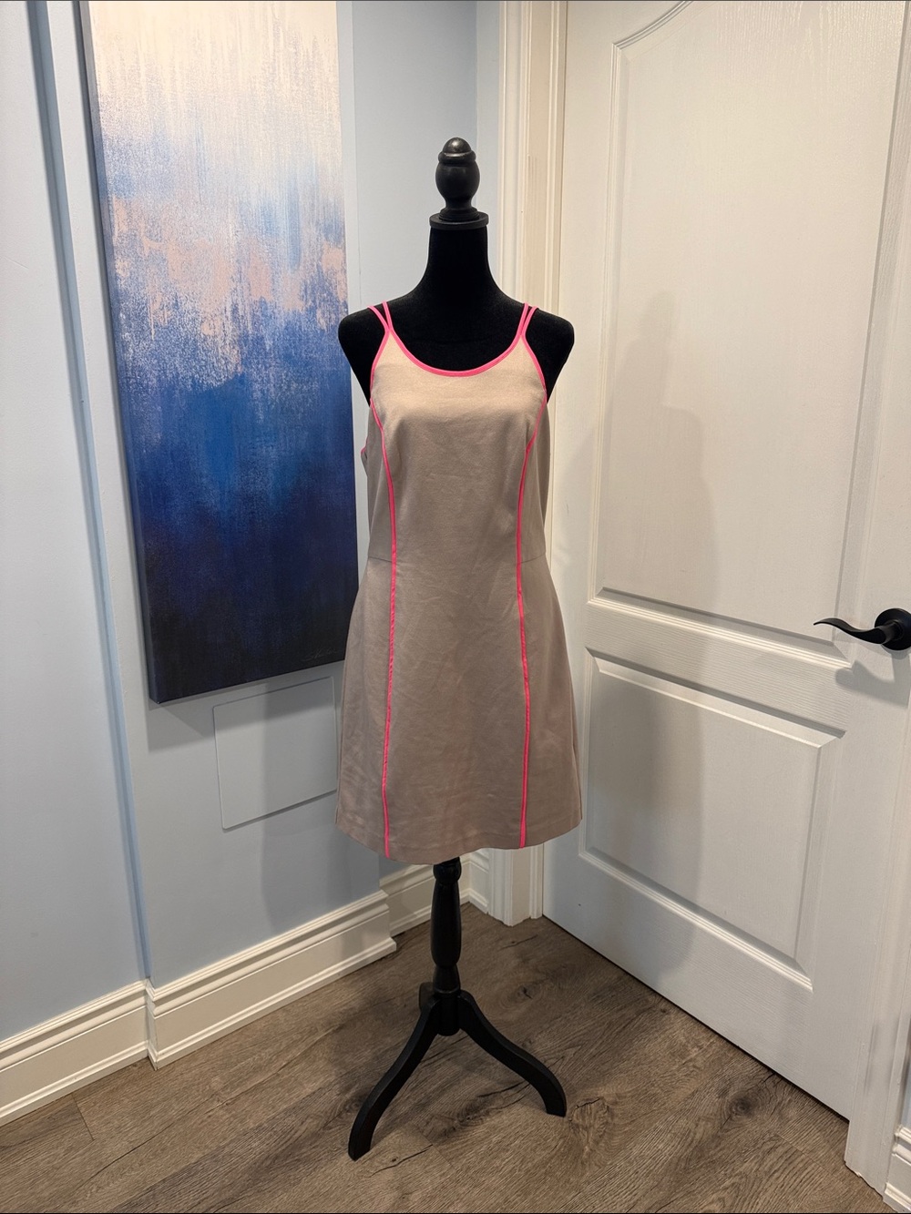 Trina Turk Beige Mini Dress with Pink Trim-Yvette Dress